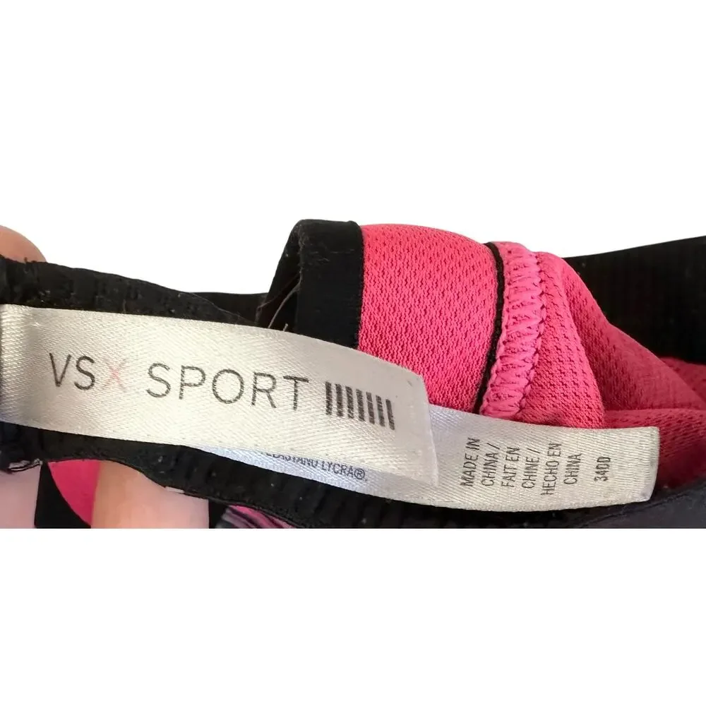 VSX Victoria's Secret Incredible Sports Bra Space-Dye Pink Black Size 34DD